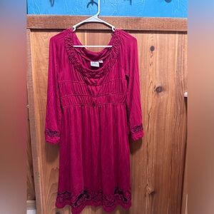 Red with black pistols dress